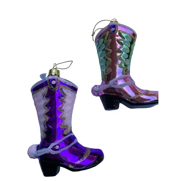 Cowboy Boot Ornament 4.75 Inch Western Christmas Set of 6 TWO's Co. - Picture 4 of 14